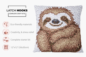 Charming Sloth Cuddle - Latch Hook Pillow Kit