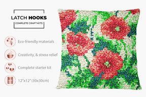 Vibrant Floral Tapestry - Latch Hook Pillow Kit