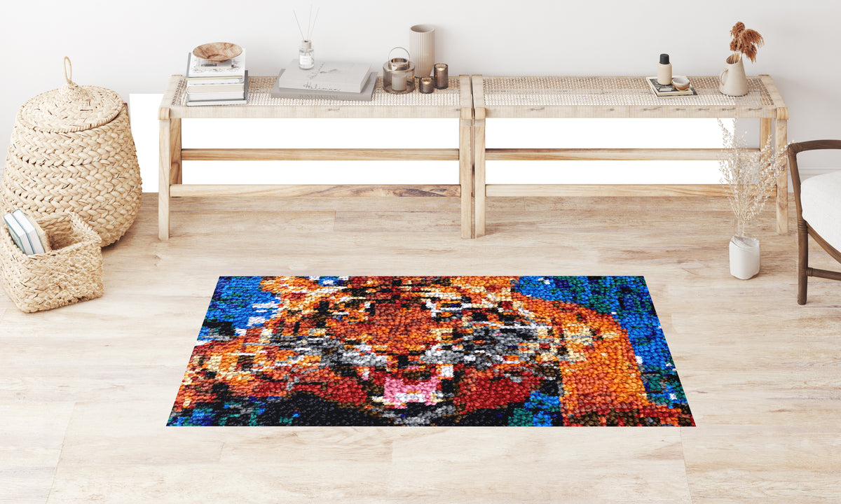 Fierce Majesty: The Roaring Tiger - Latch Hook Rug Kit