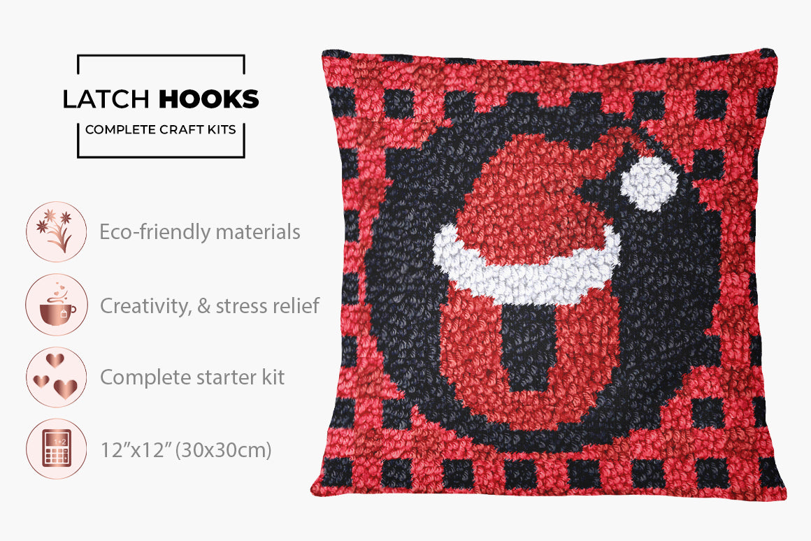 Festive Fun with Santa's Cheer - Latch Hook Pillow Kit