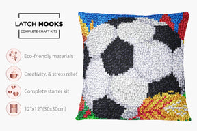 Vibrant Soccer Delight - Latch Hook Pillow Kit