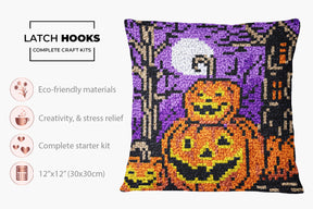 Spooky Pumpkin Patch - Latch Hook Pillow Kit