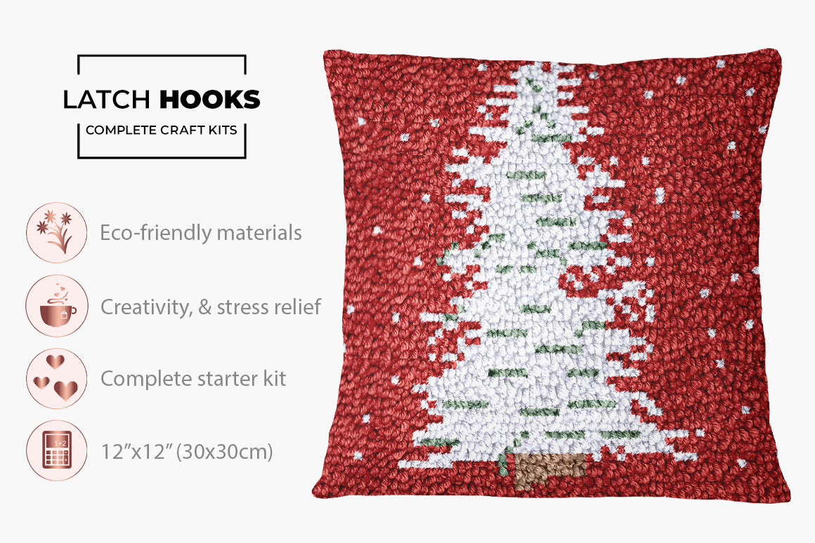 Whimsical Christmas Tree - Latch Hook Pillow Kit