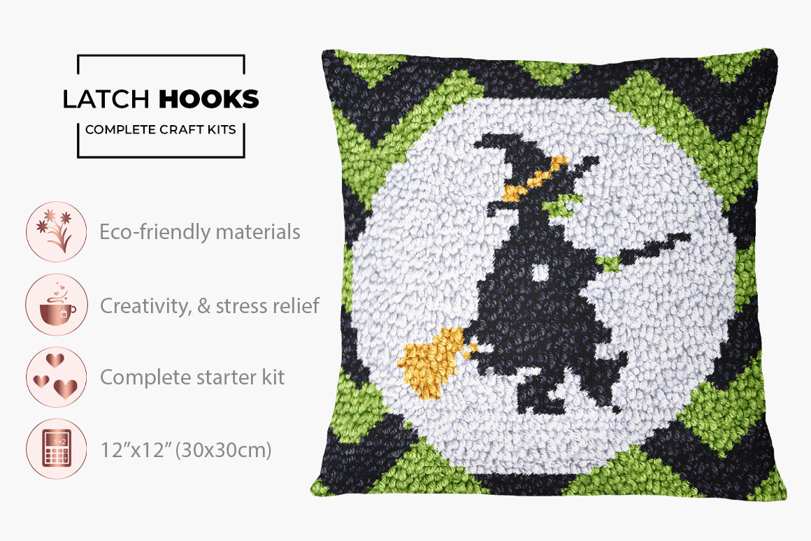 Bewitching Halloween Witch - Latch Hook Pillow Kit