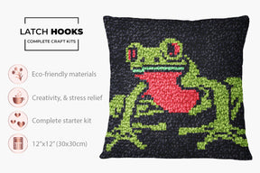 Vibrant Frog Artwork - Latch Hook Pillow Kit