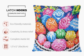 Vibrant Delight: A Colorful Bowl of Joy - Latch Hook Pillow Kit