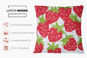 Berry Delight: Strawberry Pattern - Latch Hook Pillow Kit