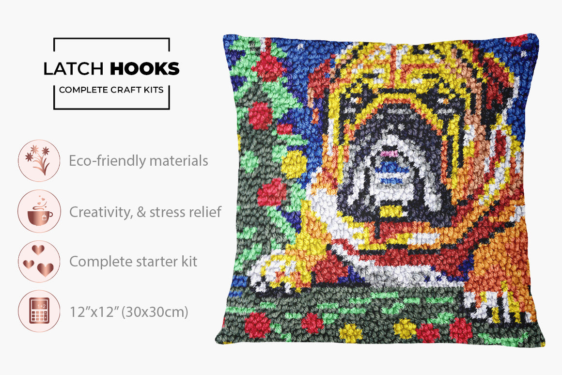 Festive Bulldog Delight - Latch Hook Pillow Kit