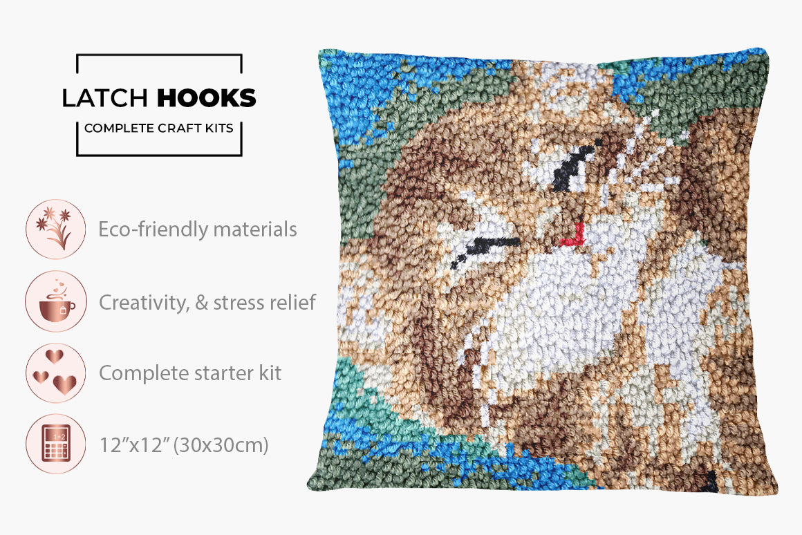 Dreamy Feline Delight - Latch Hook Pillow Kit