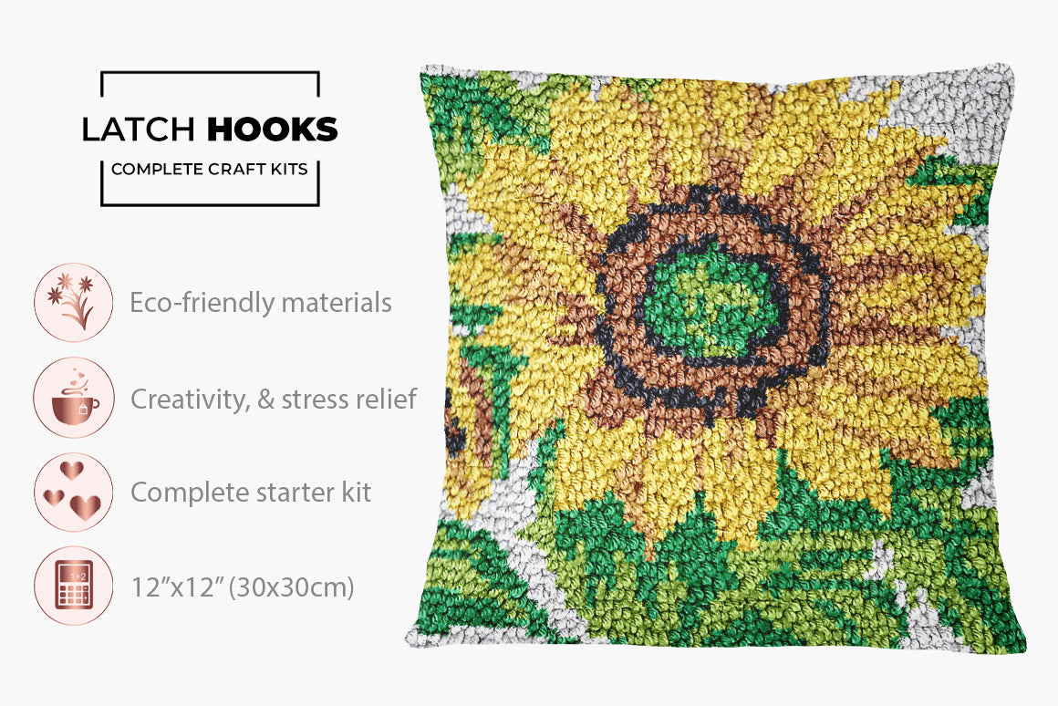 Radiant Sunflower Tapestry - Latch Hook Pillow Kit