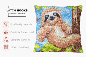 Charming Sloth in the Canopy - Latch Hook Pillow Kit