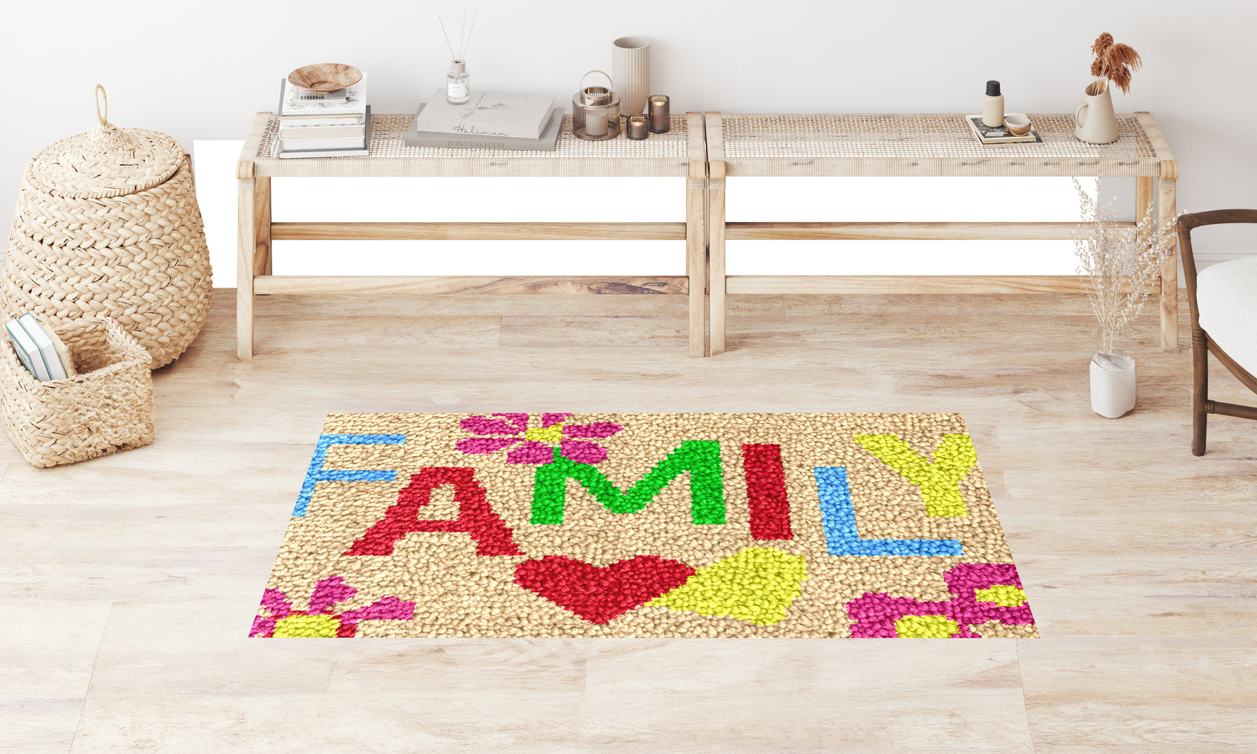 Whimsical Family Welcome Mat - Latch Hook Rug Kit