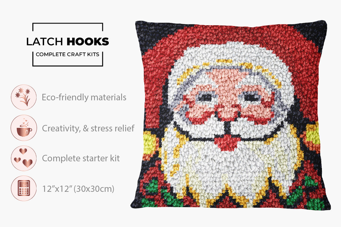 Jolly Santa Claus - Latch Hook Pillow Kit