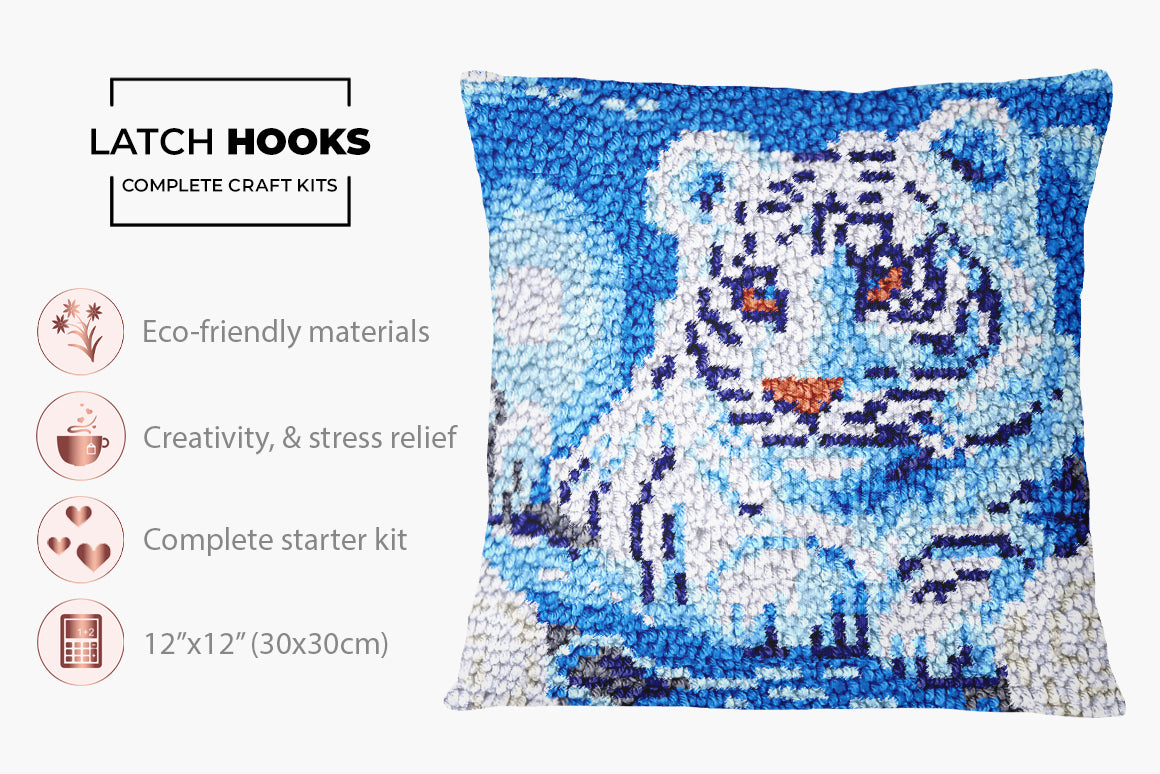 Gentle Spirit: The White Tiger - Latch Hook Pillow Kit