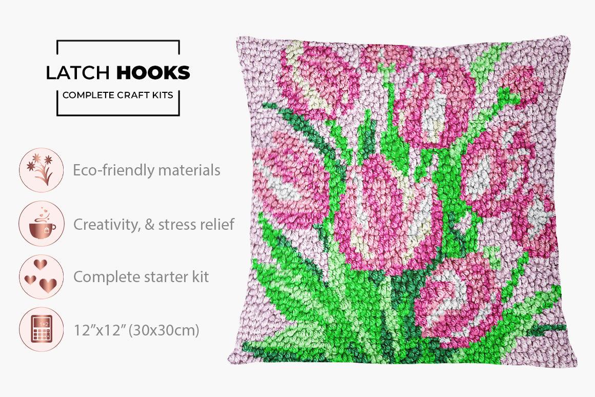 Blooming Tulips - Latch Hook Pillow Kit