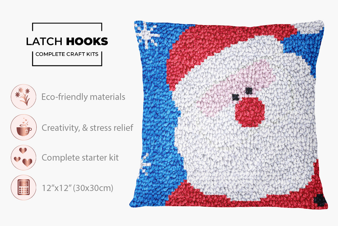 Jolly Santa Claus - Latch Hook Pillow Kit