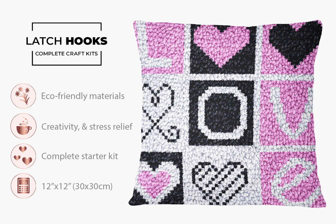 Love in Color: A Whimsical Expression - Latch Hook Pillow Kit