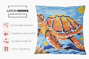 Tropical Turtle Bliss - Latch Hook Pillow Kit