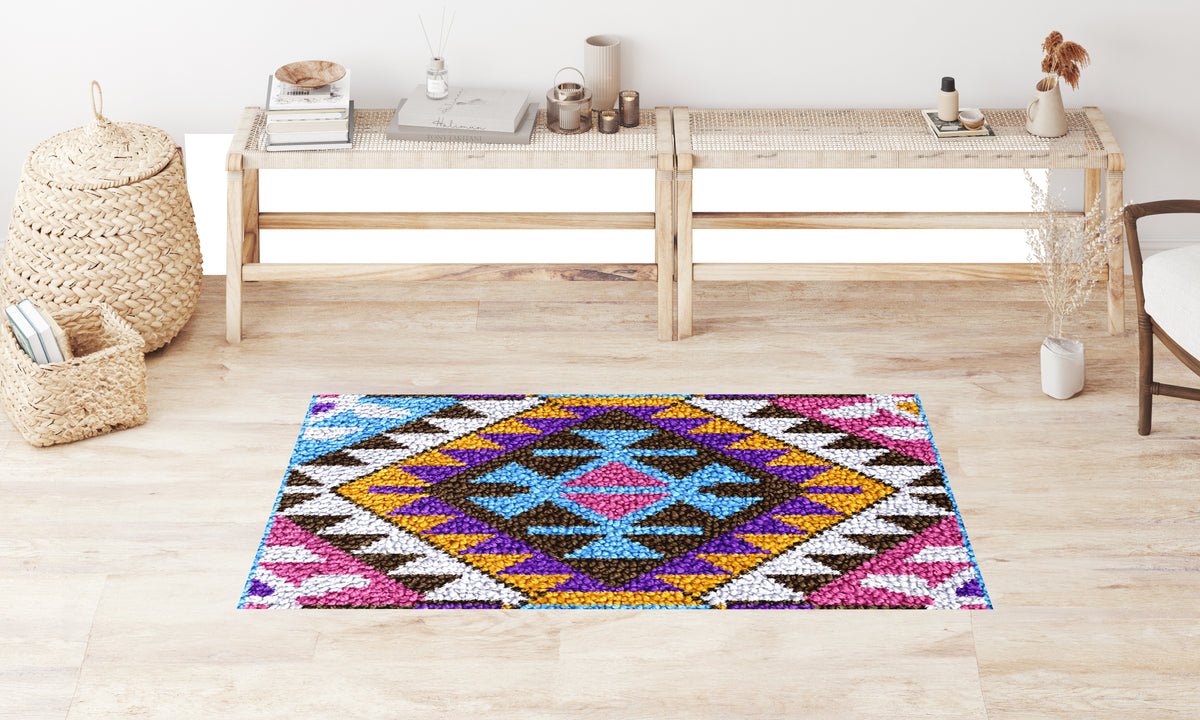 Vibrant Geometric Symphony - Latch Hook Rug Kit