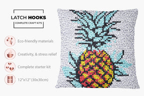 Tropical Pineapple Delight - Latch Hook Pillow Kit