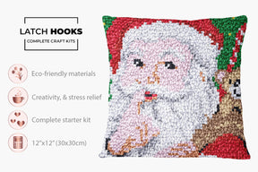 Whimsical Christmas Santa - Latch Hook Pillow Kit