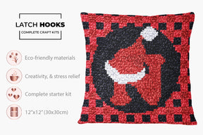 Festive Santa Gnome - Latch Hook Pillow Kit