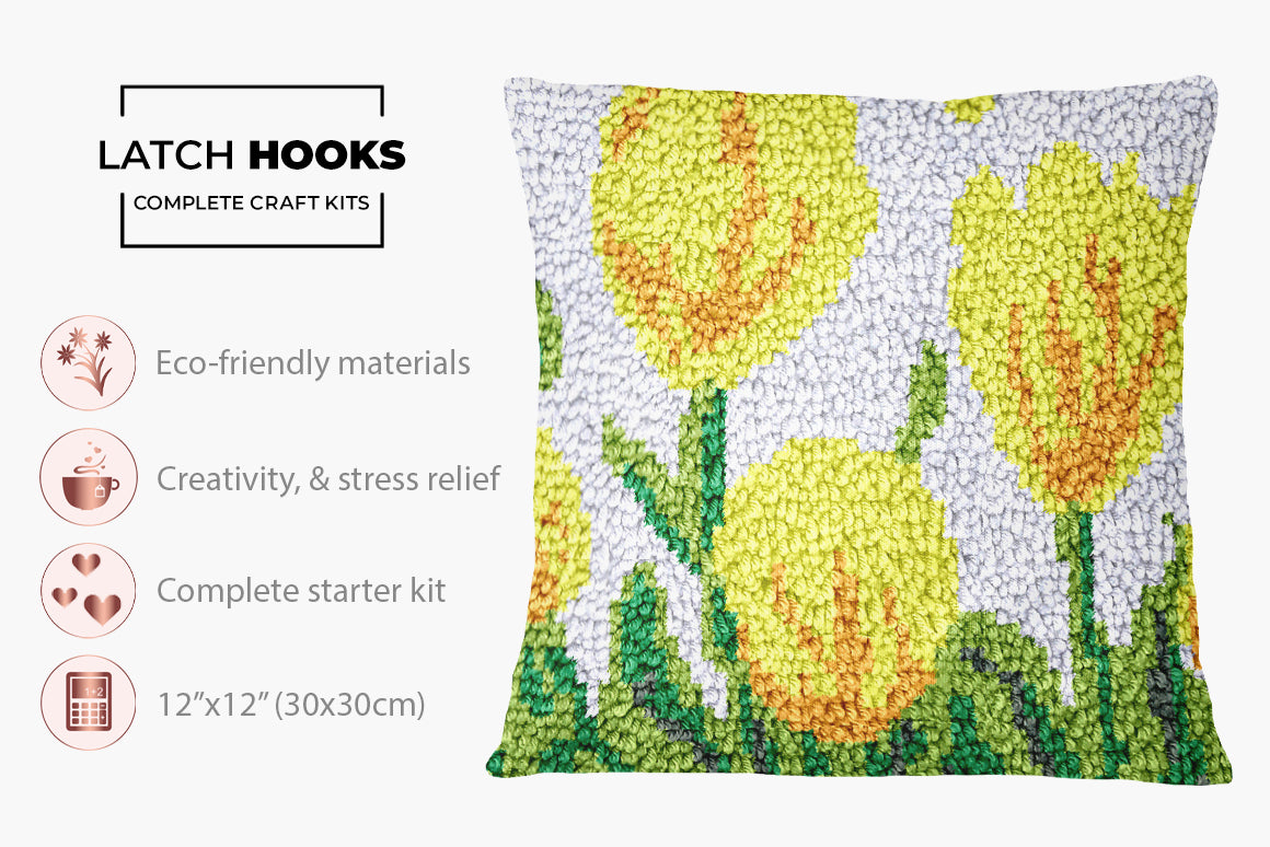 Sunny Blooming Delight - Latch Hook Pillow Kit