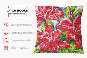 Vibrant Floral Tapestry - Latch Hook Pillow Kit