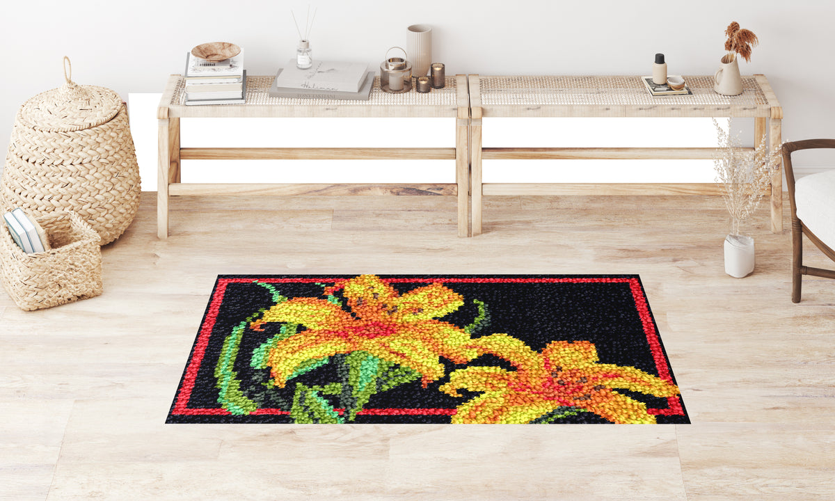 Golden Blossoms - Latch Hook Rug Kit