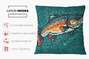 Vibrant Salmon Art - Latch Hook Pillow Kit