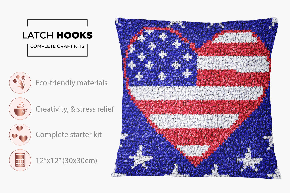 Patriotic Love - Latch Hook Pillow Kit