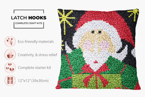 Whimsical Elf Santa - Latch Hook Pillow Kit