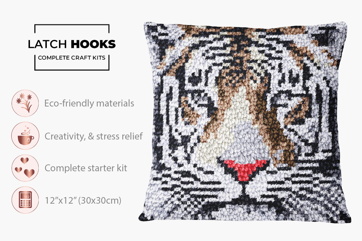 Regal Tiger Portrait - Latch Hook Pillow Kit