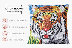 Majestic Tiger Portrait - Latch Hook Pillow Kit