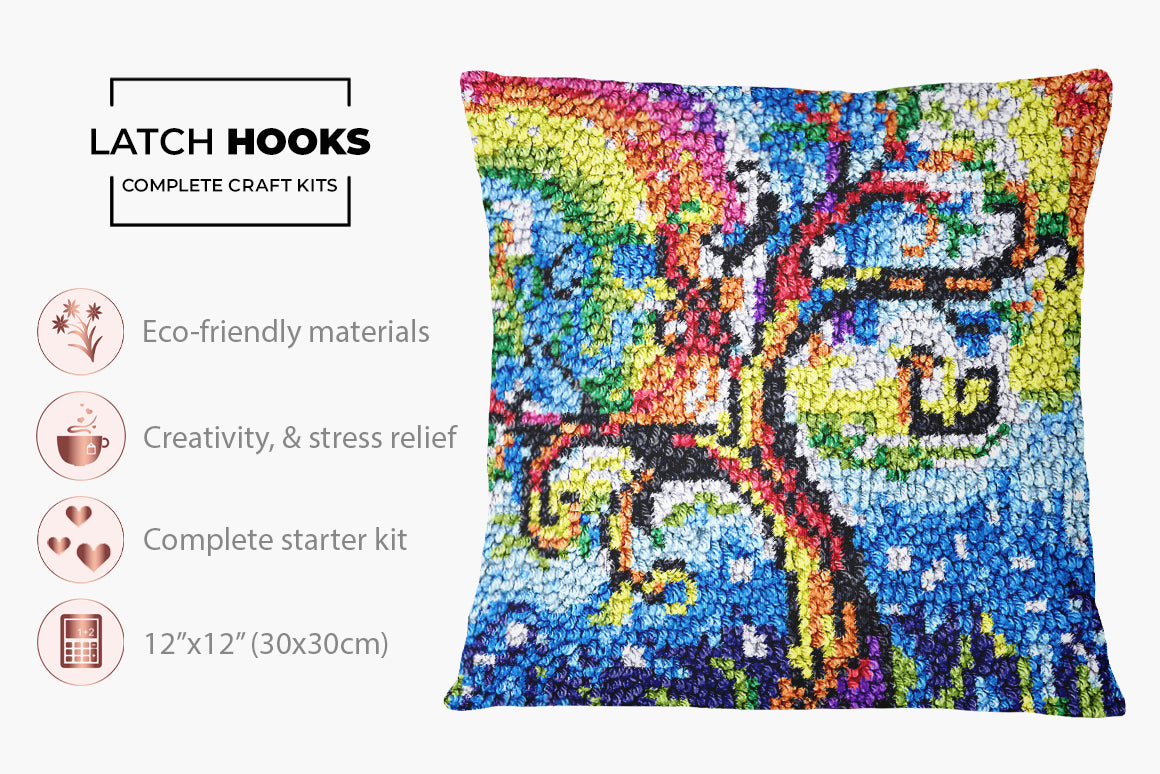 Vibrant Whirl of Colors - Latch Hook Pillow Kit