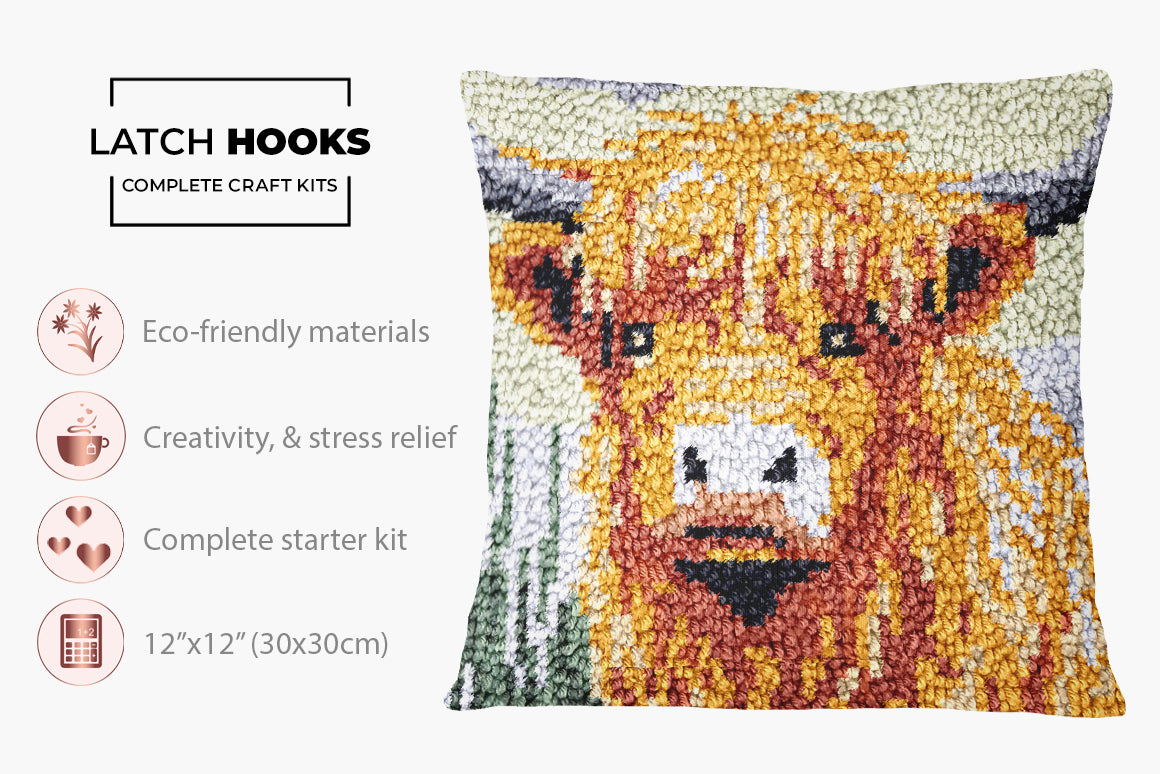 Golden Highlander - Latch Hook Pillow Kit