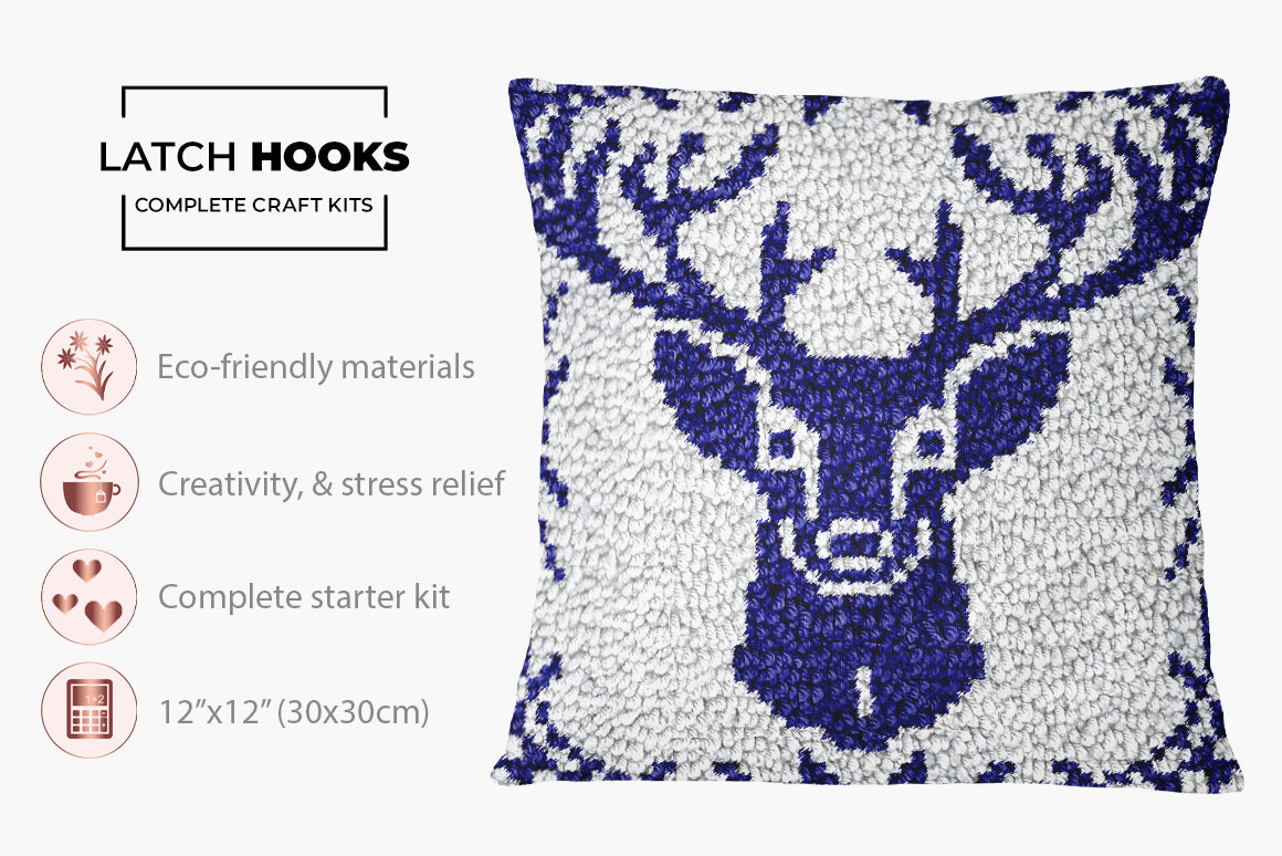 Majestic Deer Portrait - Latch Hook Pillow Kit