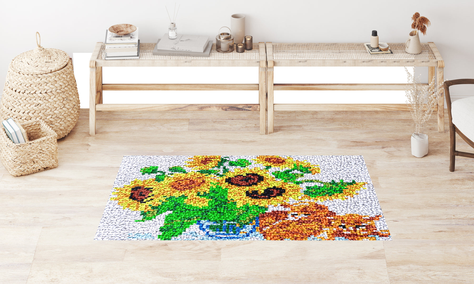 Vibrant Sunflower Bouquet - Latch Hook Rug Kit