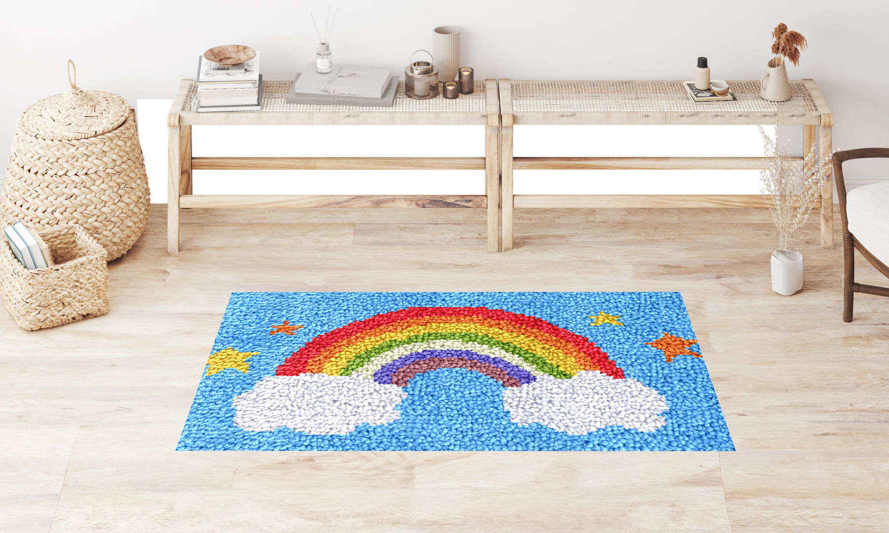 Whimsical Rainbow Dreamscape - Latch Hook Rug Kit