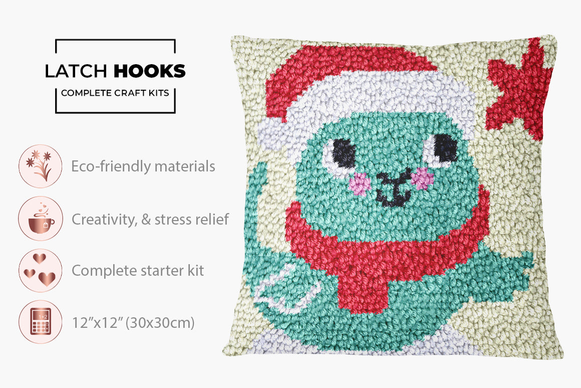 Cheerful Christmas Creature - Latch Hook Pillow Kit