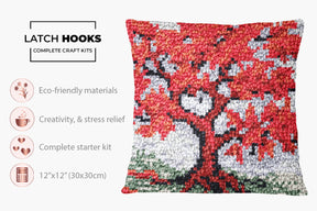 Vibrant Autumn Tree - Latch Hook Pillow Kit