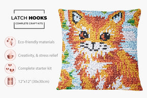 Whimsical Orange Fox - Latch Hook Pillow Kit