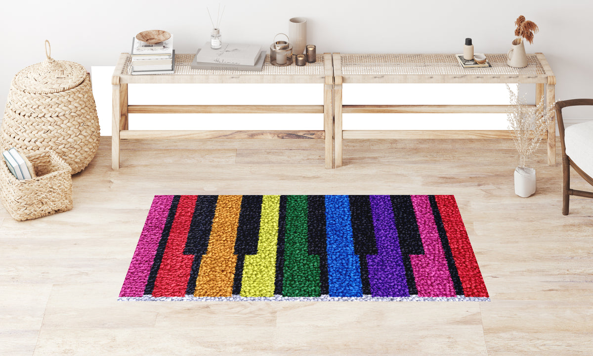 Colorful Piano Keys Mat - Latch Hook Rug Kit