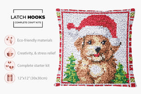 Festive Canine Cheer - Latch Hook Pillow Kit