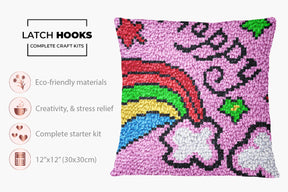 Rainbow Happiness - Latch Hook Pillow Kit