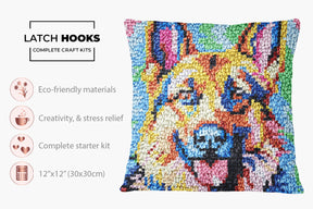 Vibrant Canine Portrait - Latch Hook Pillow Kit