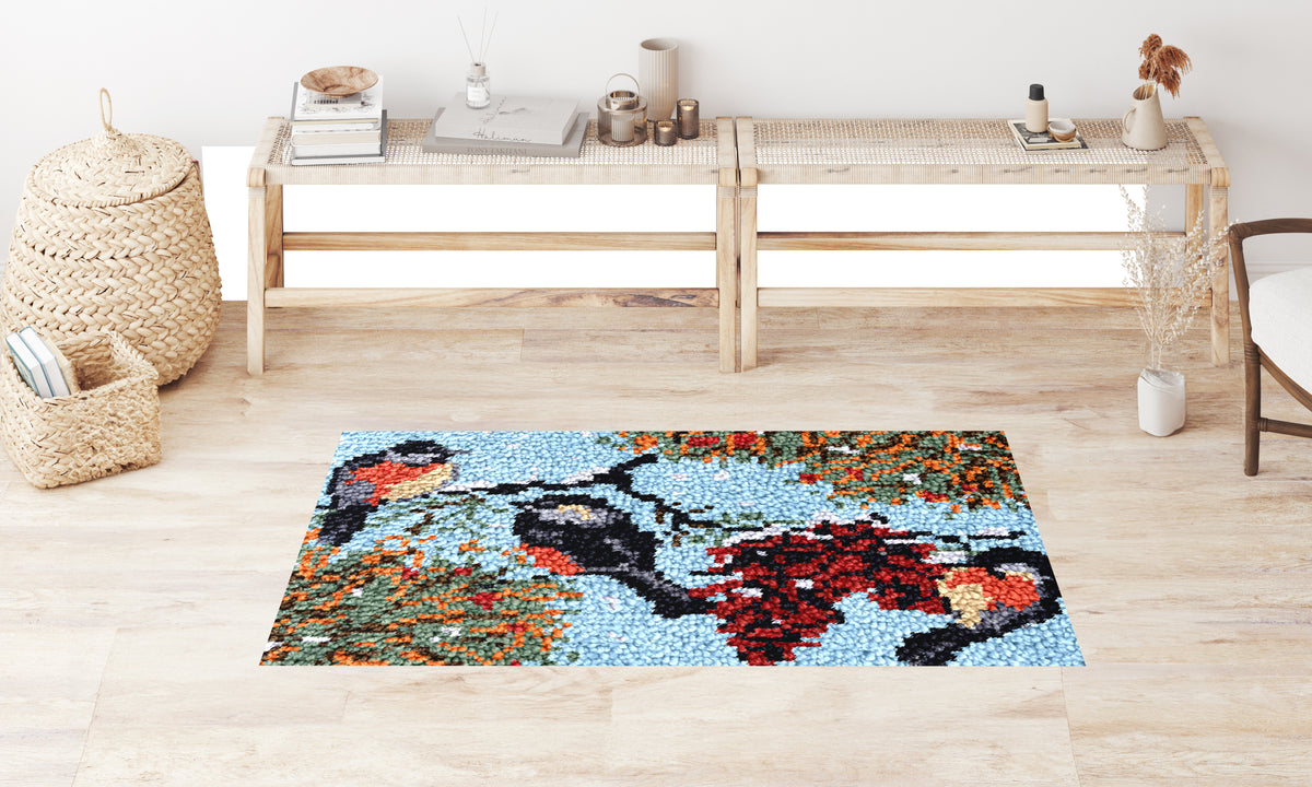 Charming Birds in Vibrant Nature - Latch Hook Rug Kit