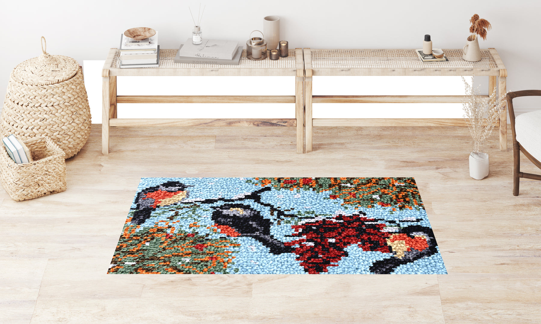 Charming Birds in Vibrant Nature - Latch Hook Rug Kit