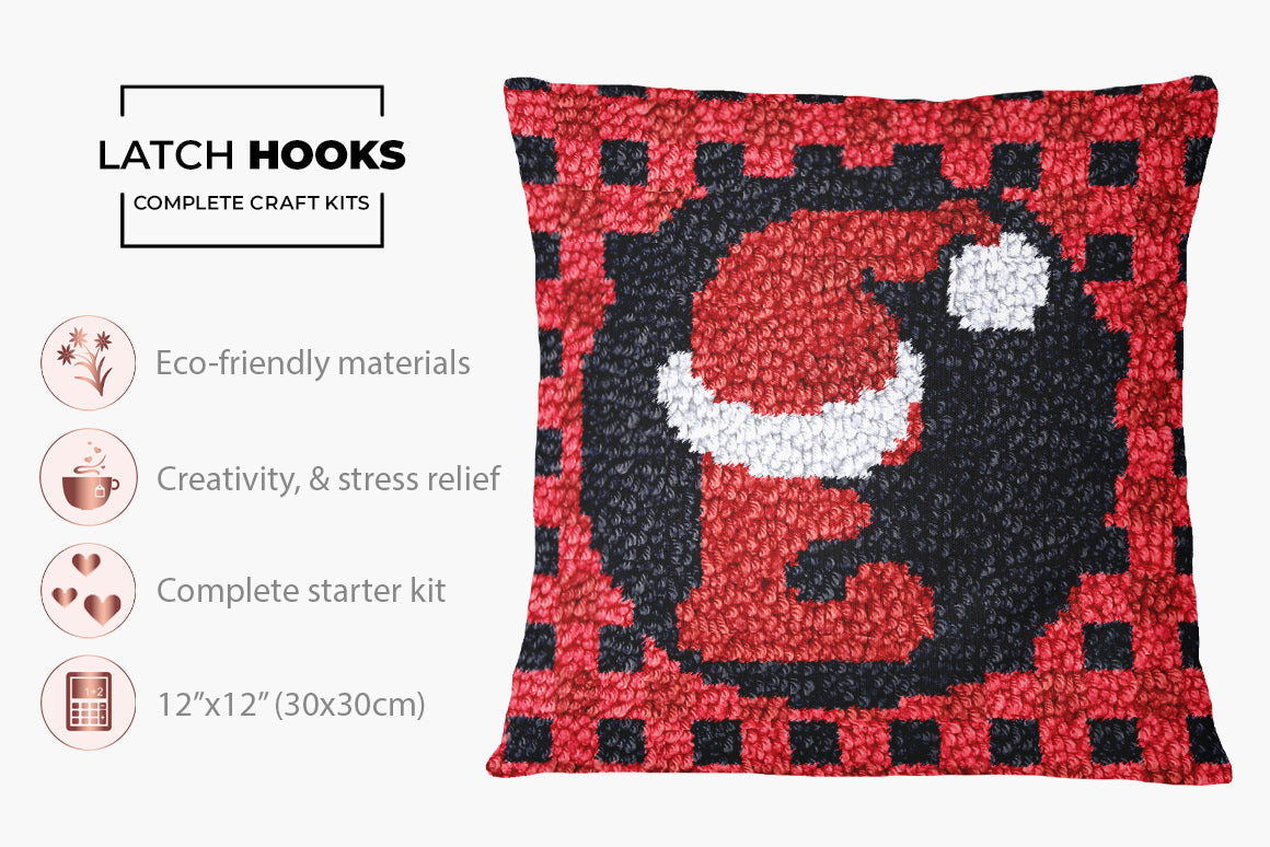 Festive Santa Motif - Latch Hook Pillow Kit