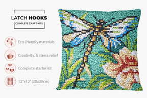 Whimsical Dragonfly Garden - Latch Hook Pillow Kit